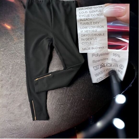 Gold-Zip Decor l Black Pants l Elastic Waistband l L l EUC - Picture 4 of 5